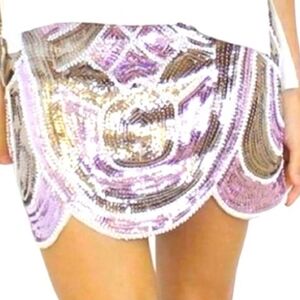 Endless Rose Scallop Sequin Embellished Mini Skirt